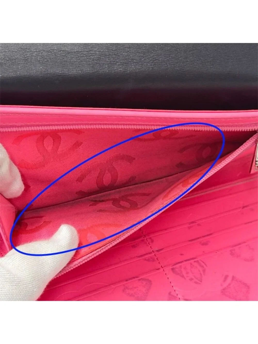 Chanel Wallet Black Pink Silver CC Logo